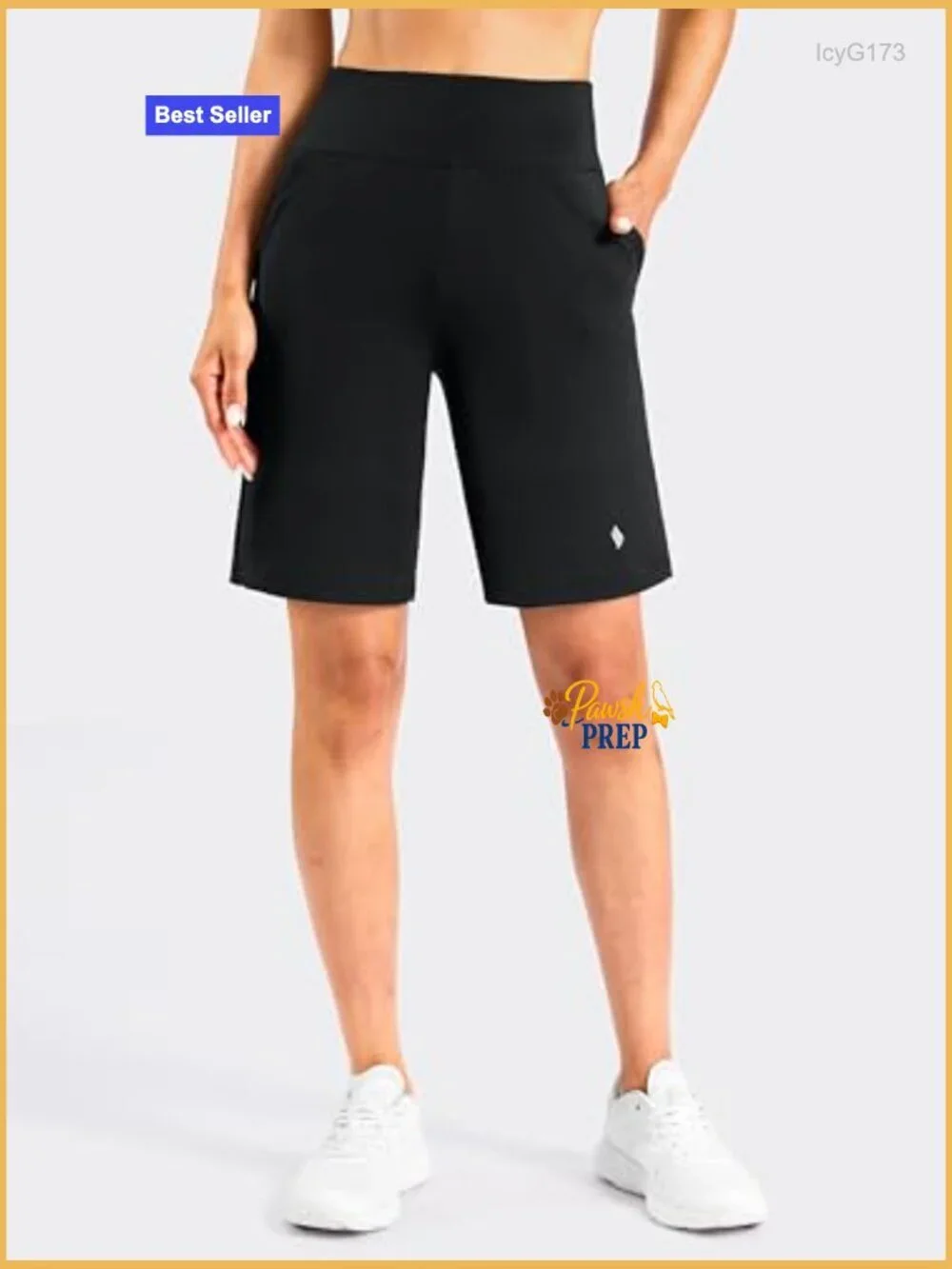 High Waisted Bermuda Shorts with Pockets 7/9in Inseam Lightweight Workout